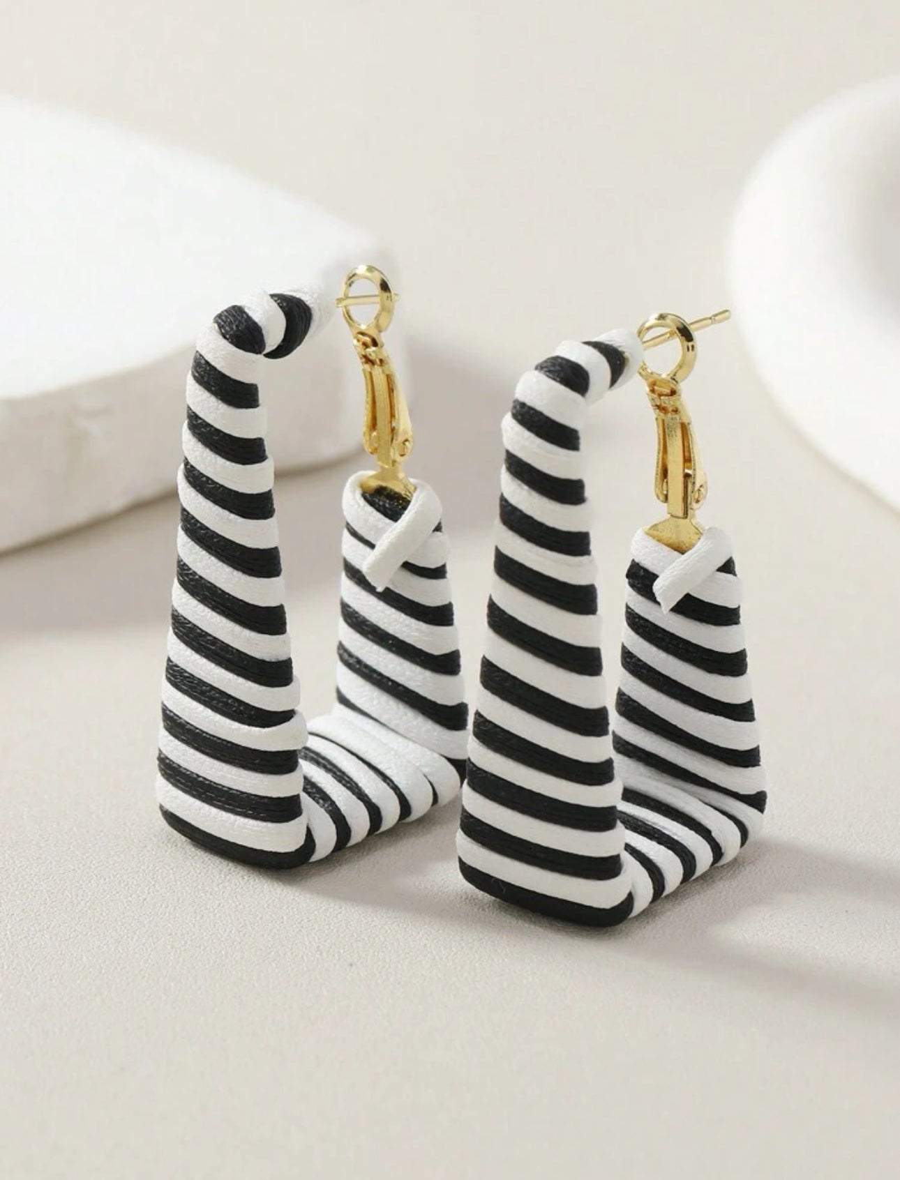 Bohemian Black & White Stripes Earrings