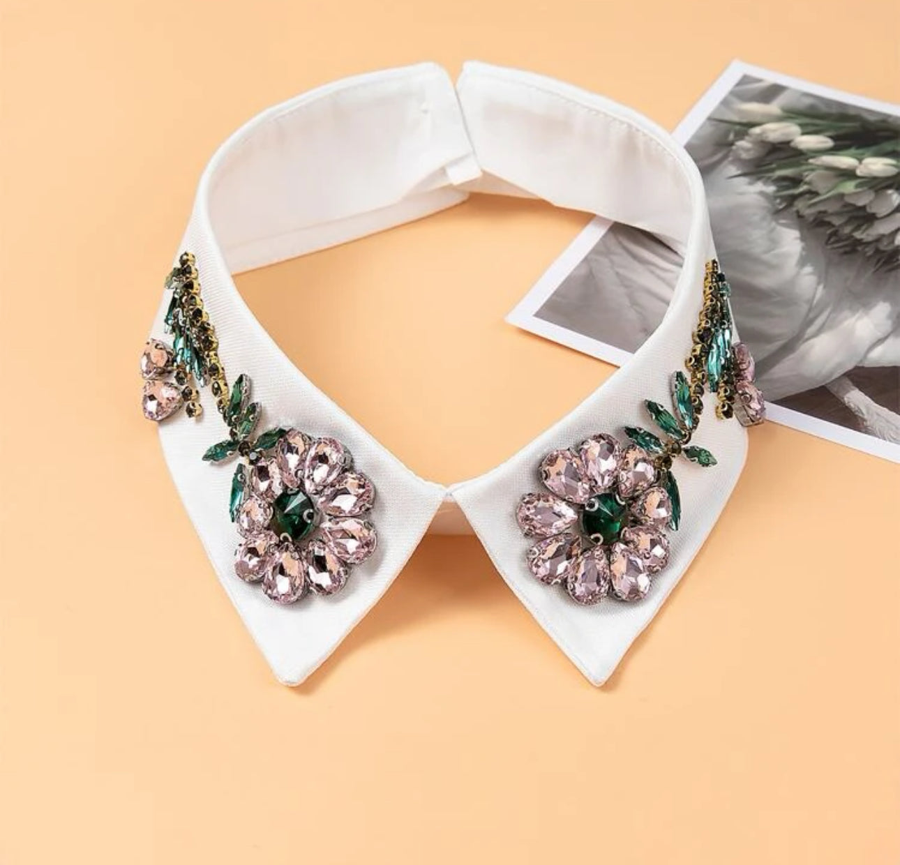 Rhinestone Flower Decor Dickey Collar