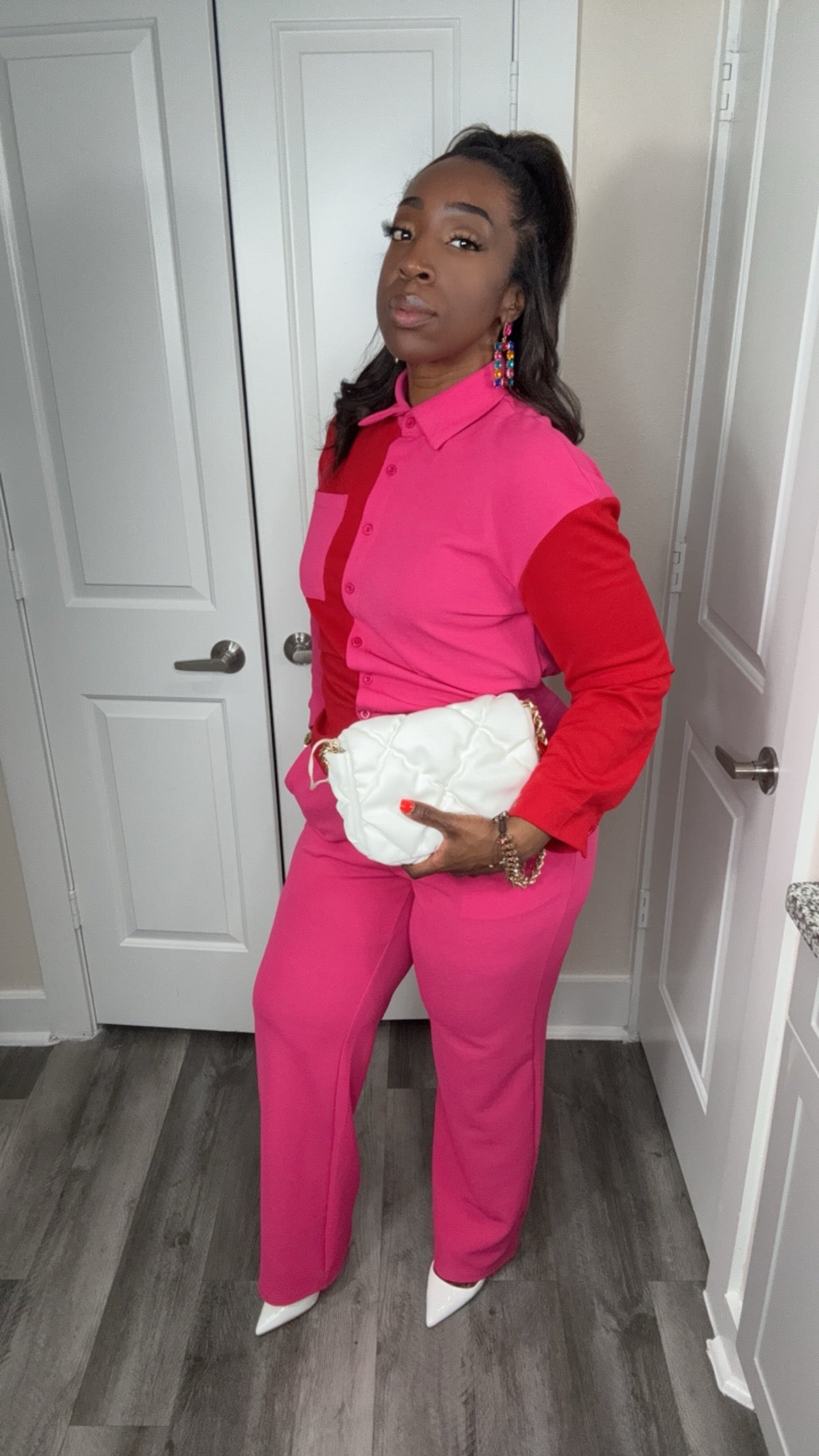 Contrast Shirt And Pants Set