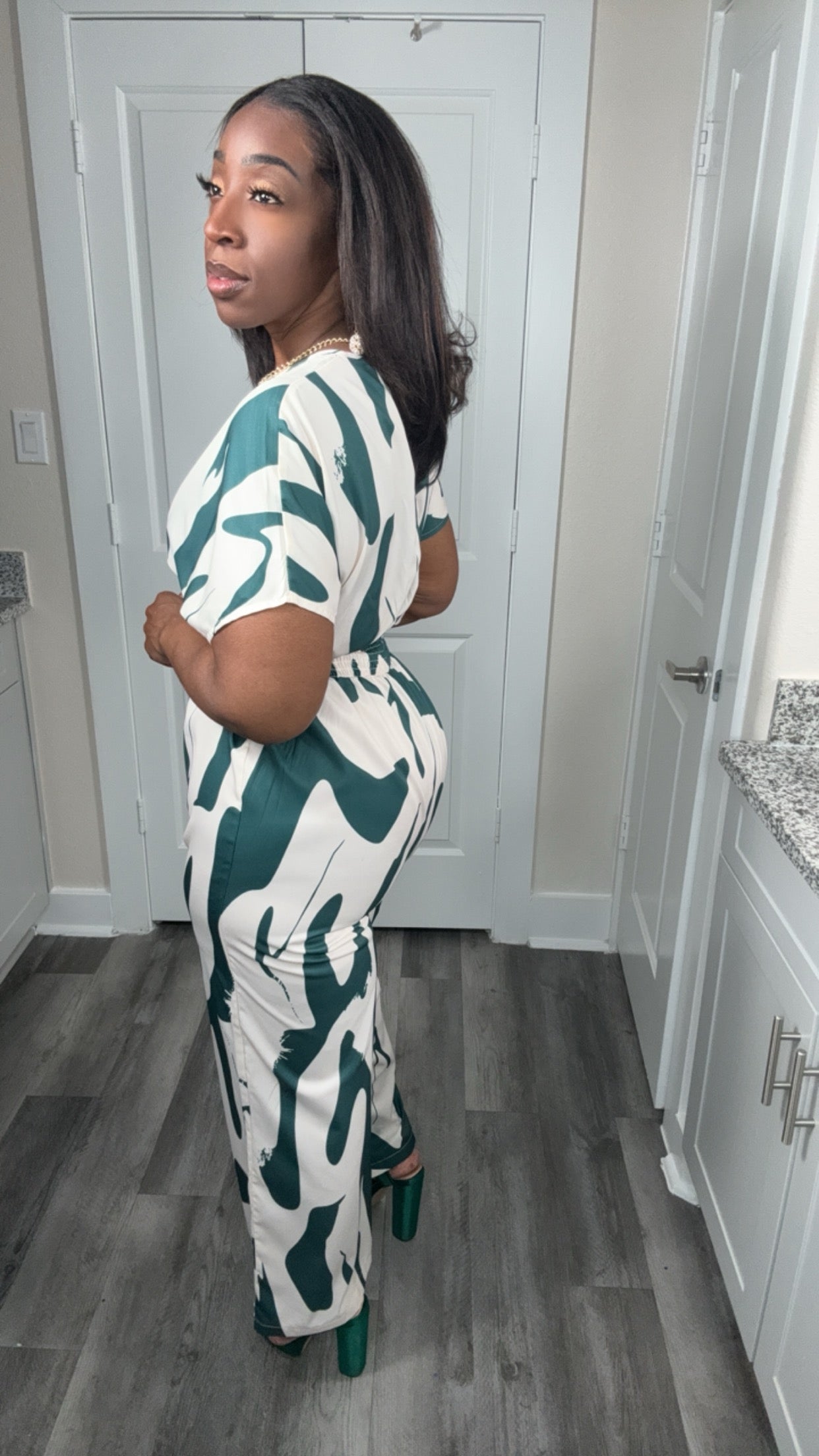 Lightweight Green Batwing Jumpsuit