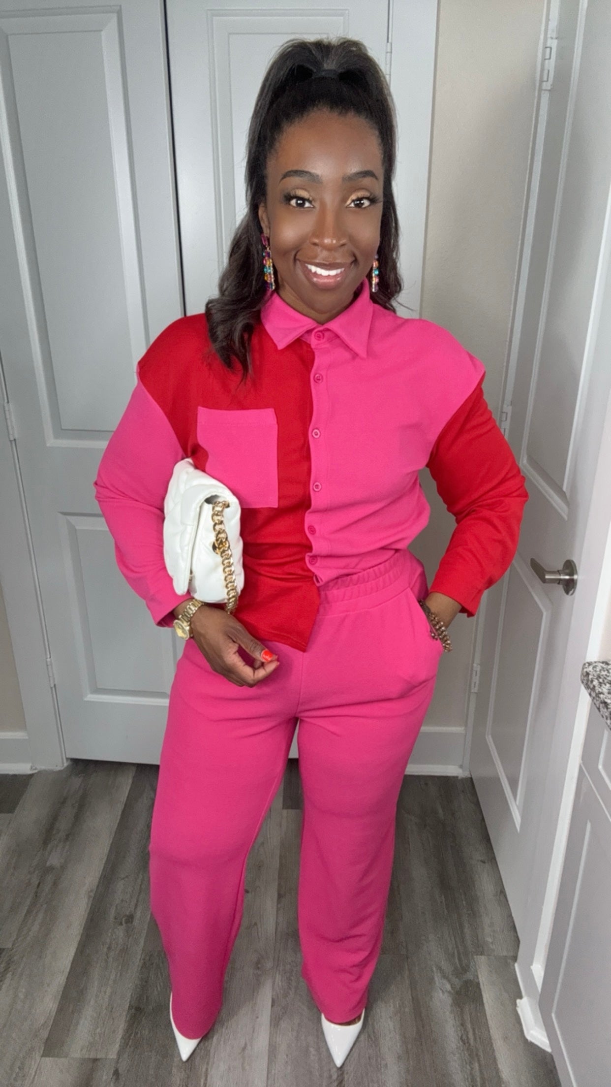 Contrast Shirt And Pants Set