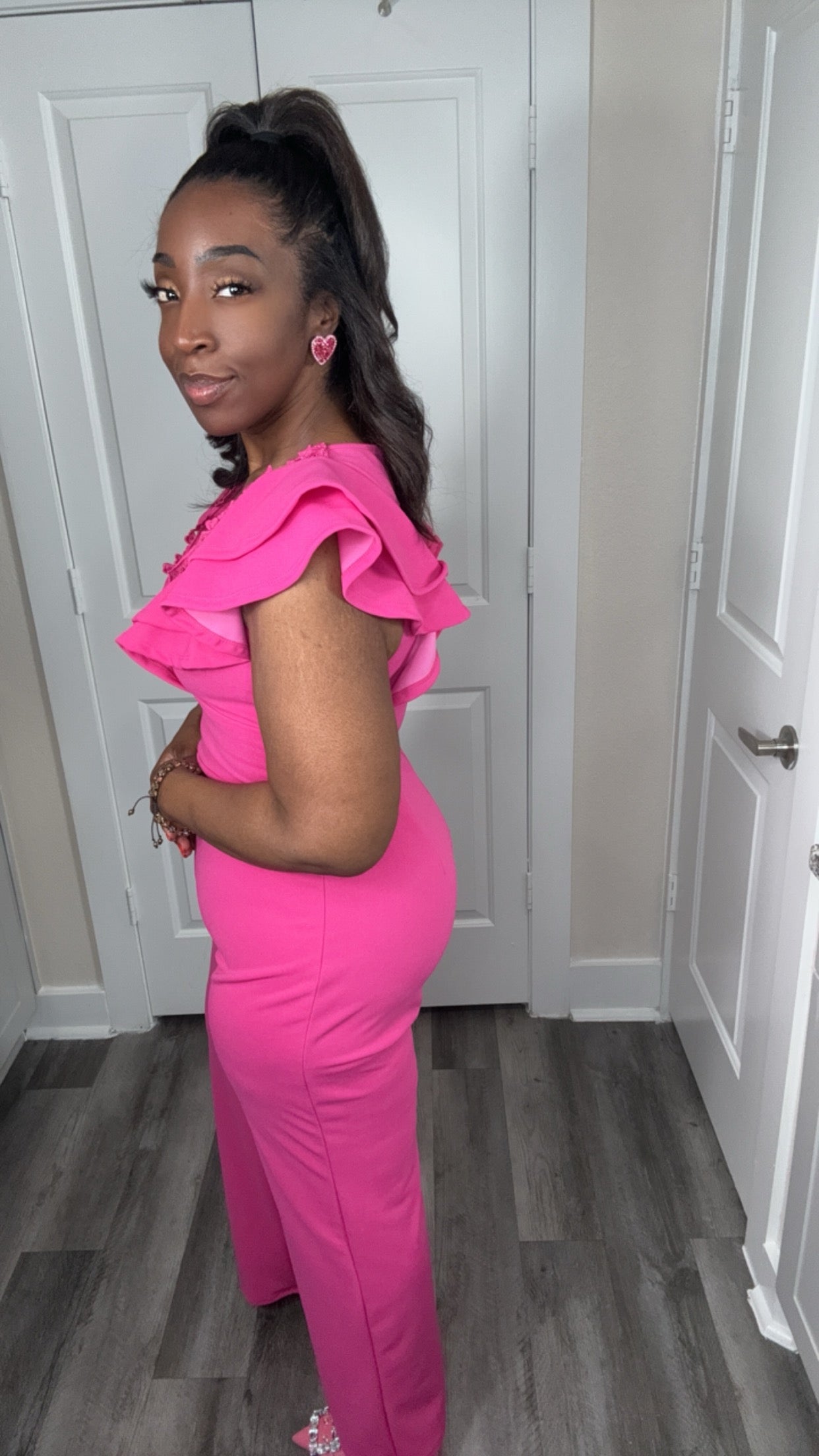 Ruffle Shoulder Jumpsuit