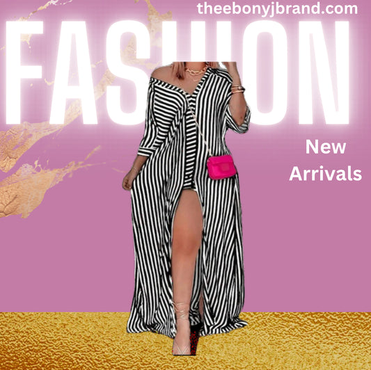 Striped Front Slit Dress
