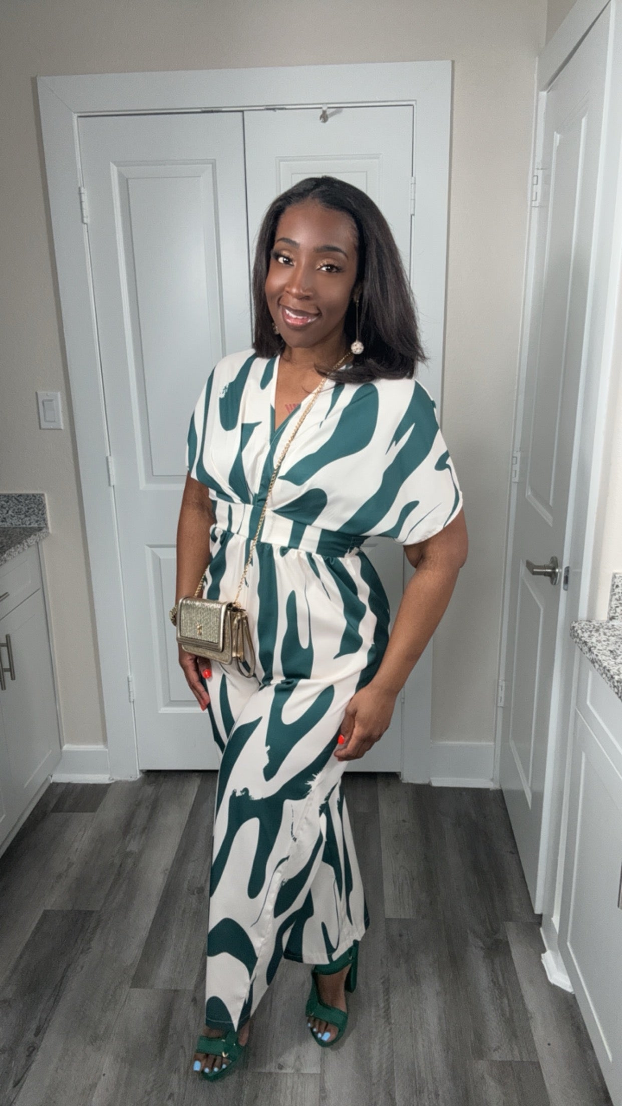 Lightweight Green Batwing Jumpsuit