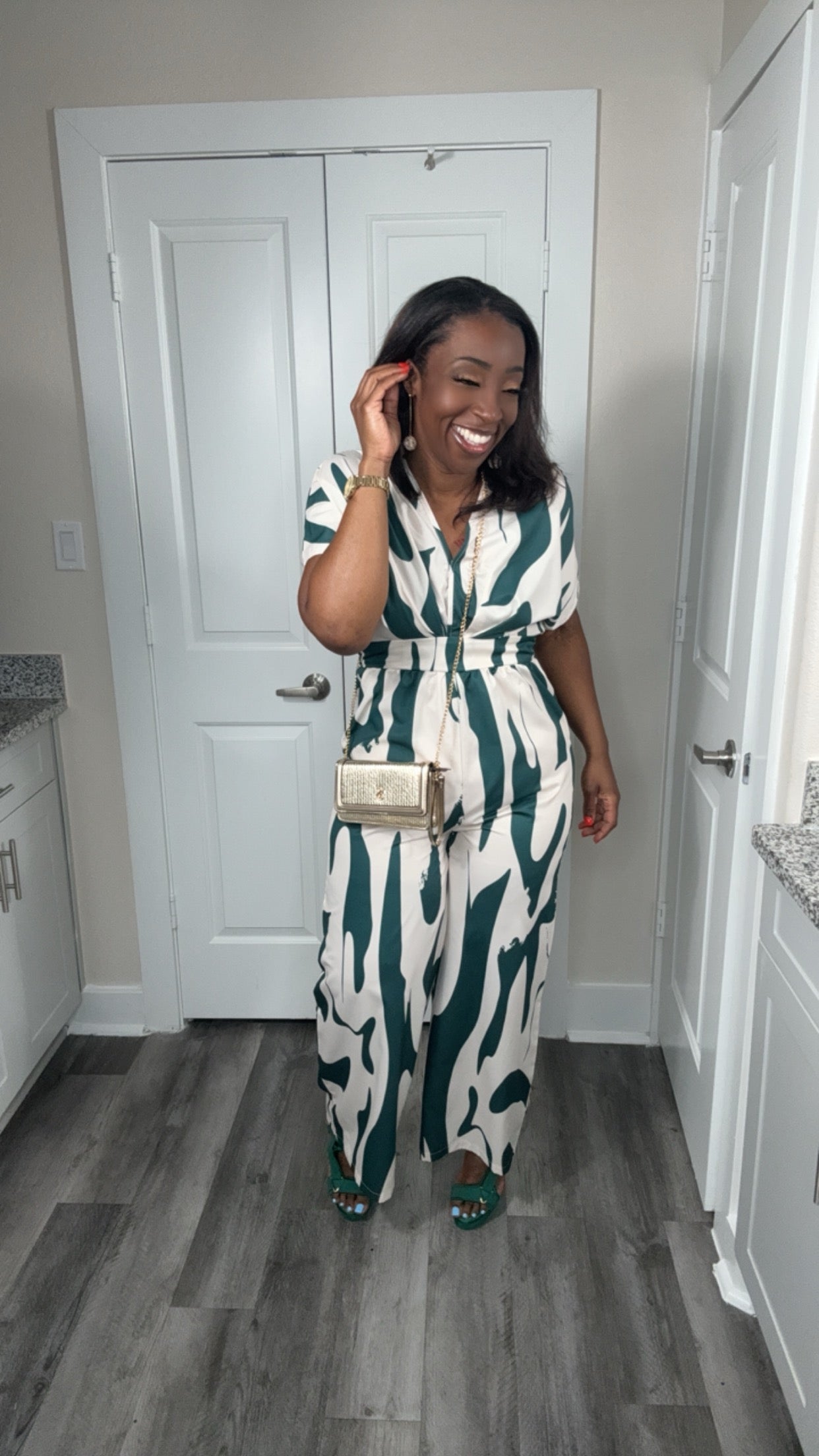 Lightweight Green Batwing Jumpsuit