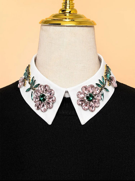 Rhinestone Flower Decor Dickey Collar