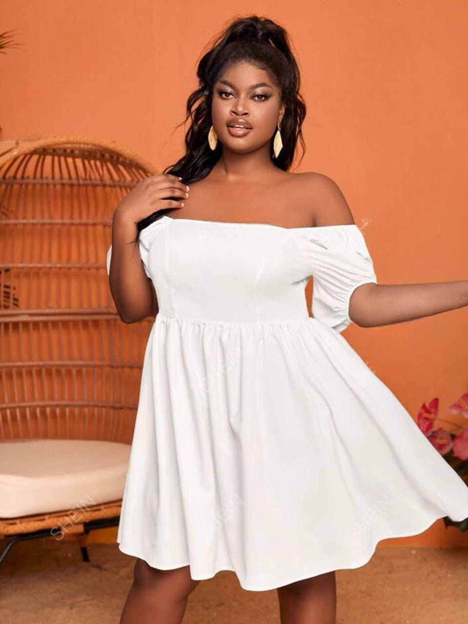 Off Shoulder Puff Sleeve Dress