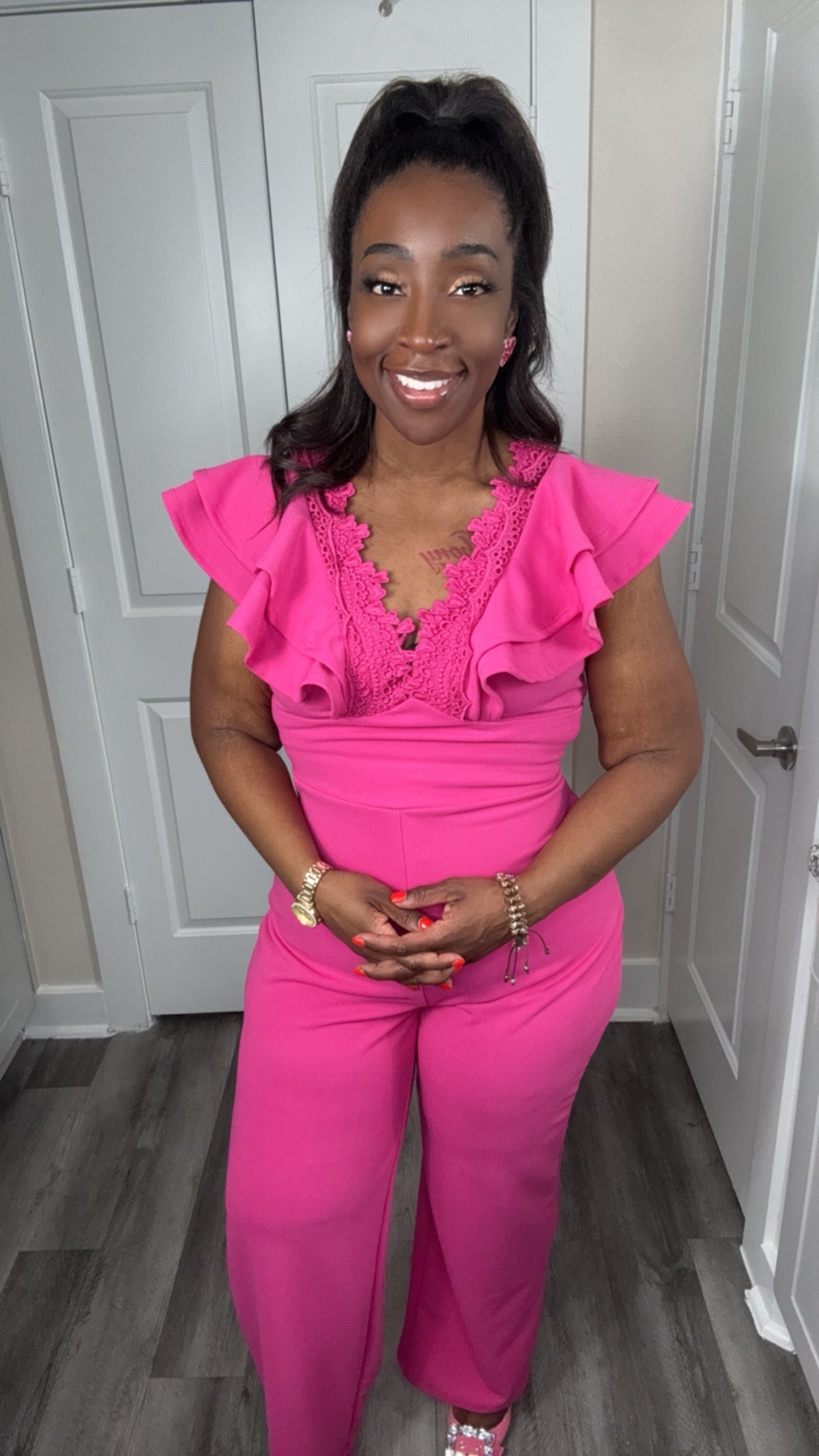 Ruffle Shoulder Jumpsuit