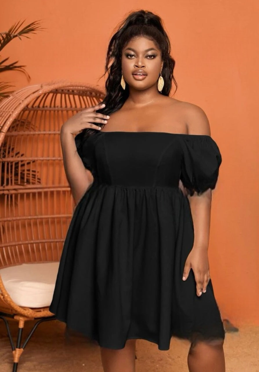 Off Shoulder Puff Sleeve Dress