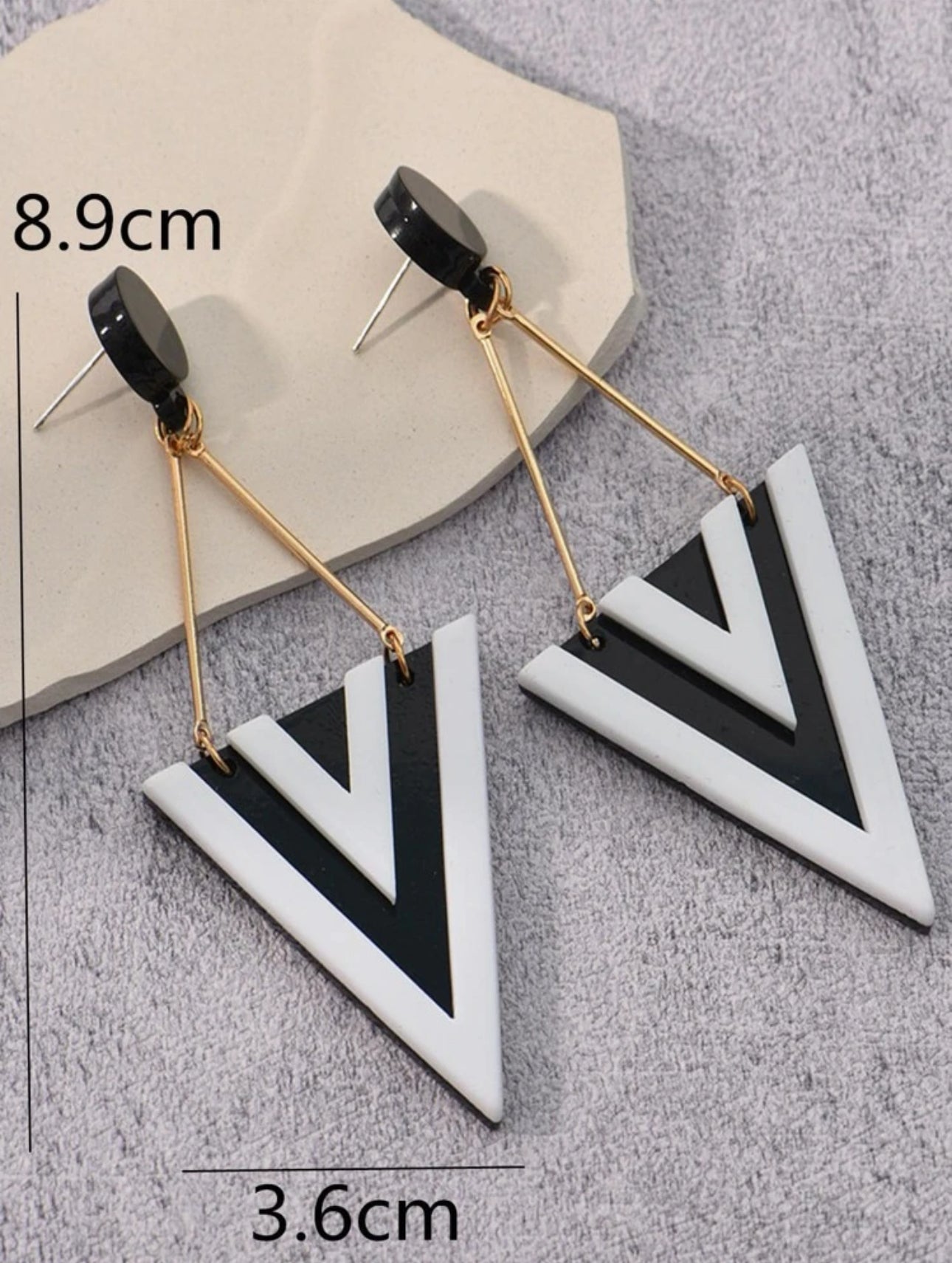 Striped Triangle Drop Earrings