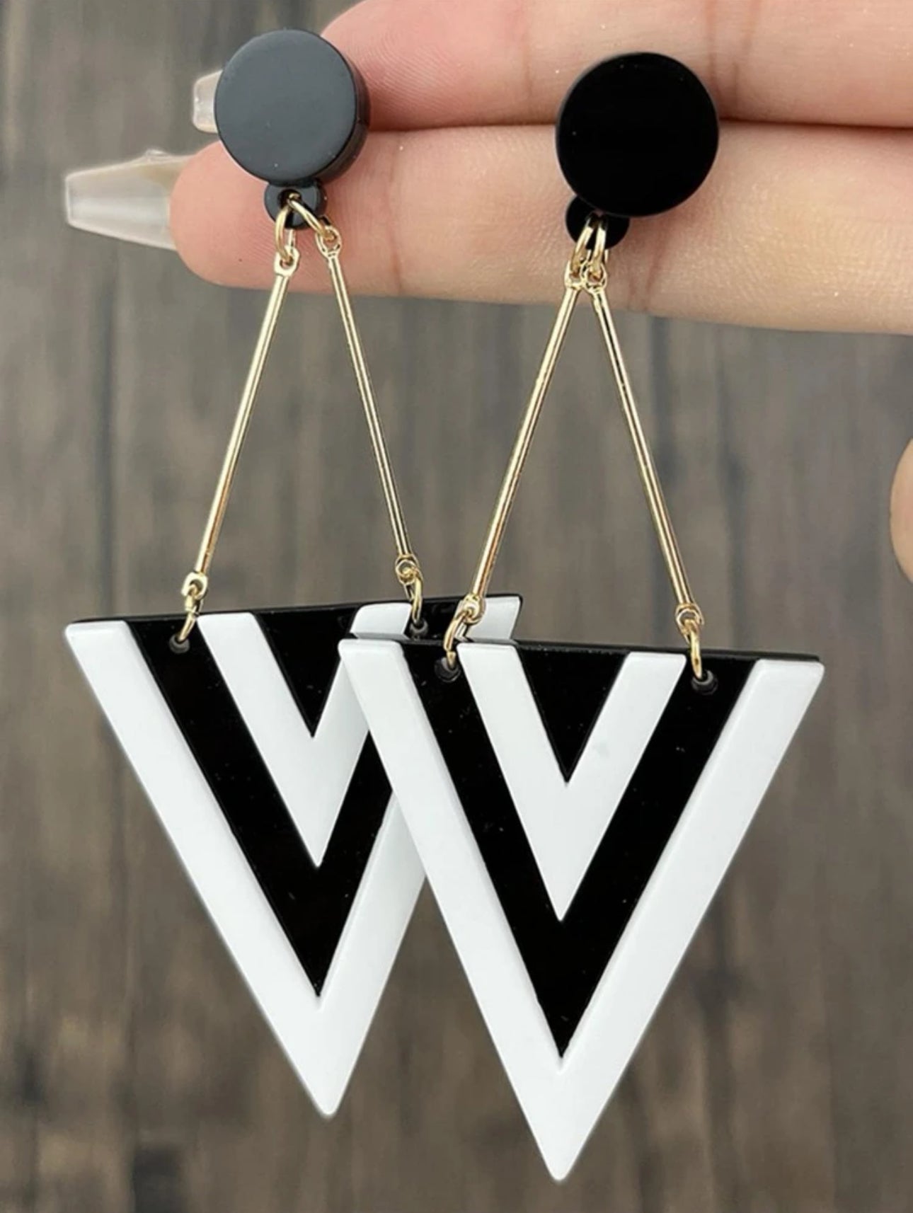 Striped Triangle Drop Earrings
