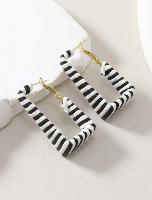 Bohemian Black & White Stripes Earrings