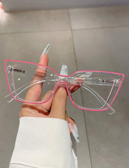 Pink Trim Clear Glasses